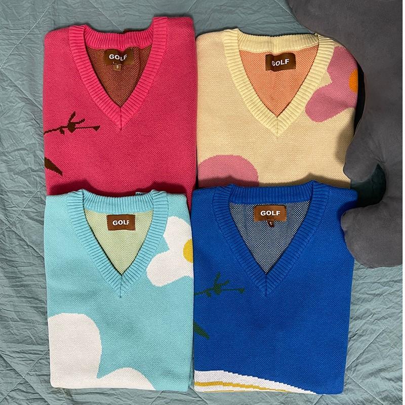 Men Sweater Vests Luxury Golf Flower Le 